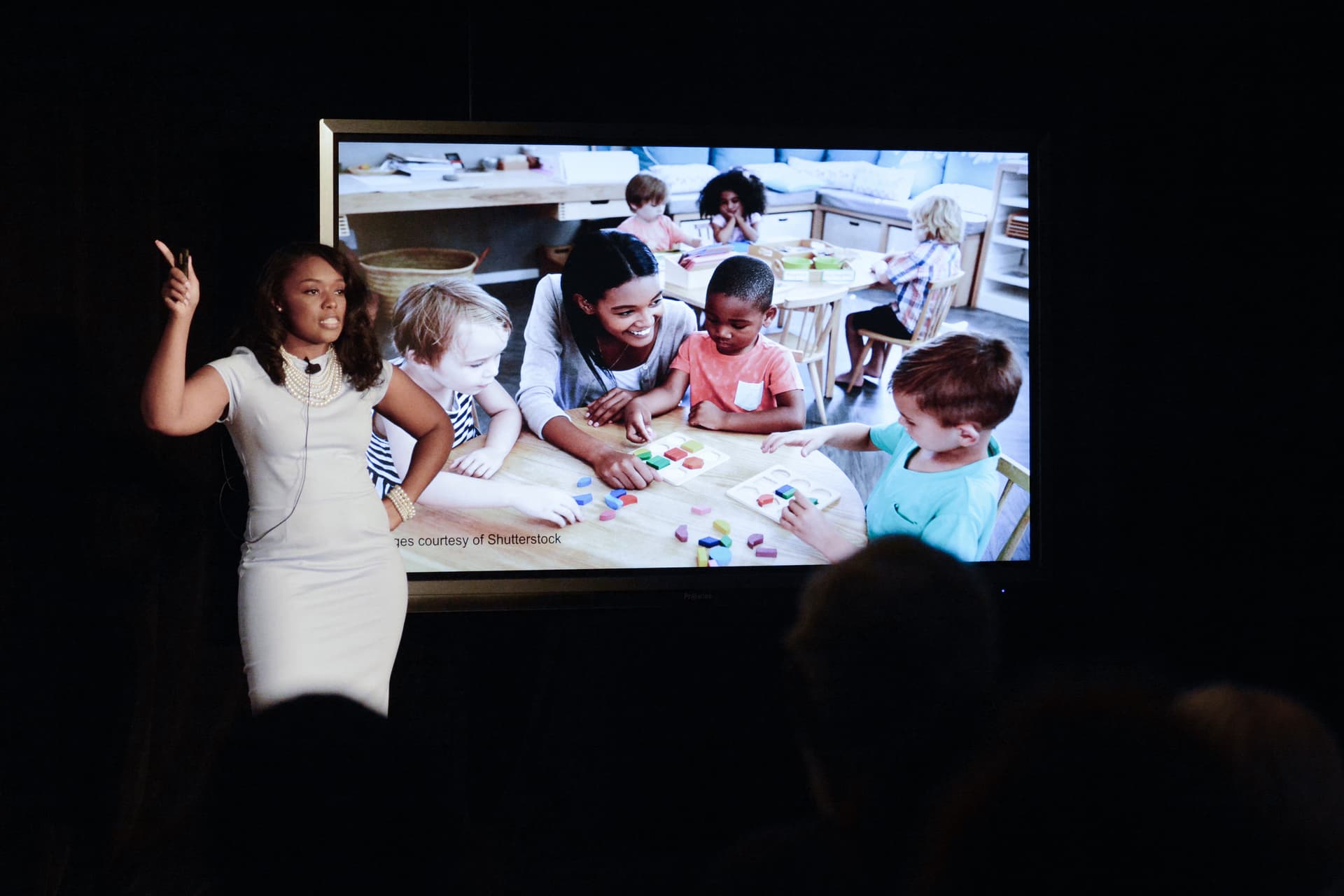 Teacher with children during training